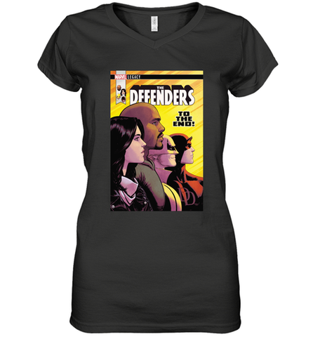 Marvel The Defenders To The End! Women's V-Neck T-Shirt Women's V-Neck T-Shirt / Black / S Women's V-Neck T-Shirt - skytshirtshop