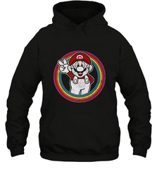 Super Mario Rainbow Circle Distressed Logo Hooded Sweatshirt Hooded Sweatshirt - skytshirtshop