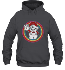 Super Mario Rainbow Circle Distressed Logo Hooded Sweatshirt Hooded Sweatshirt - skytshirtshop