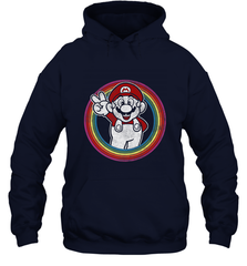 Super Mario Rainbow Circle Distressed Logo Hooded Sweatshirt Hooded Sweatshirt - skytshirtshop