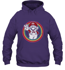 Super Mario Rainbow Circle Distressed Logo Hooded Sweatshirt Hooded Sweatshirt - skytshirtshop