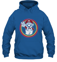 Super Mario Rainbow Circle Distressed Logo Hooded Sweatshirt Hooded Sweatshirt - skytshirtshop
