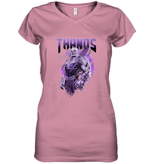 Marvel Infinity War Thanos Purple Distressed Women's V-Neck T-Shirt Women's V-Neck T-Shirt - skytshirtshop