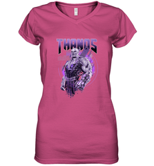 Marvel Infinity War Thanos Purple Distressed Women's V-Neck T-Shirt Women's V-Neck T-Shirt - skytshirtshop