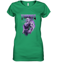 Marvel Infinity War Thanos Purple Distressed Women's V-Neck T-Shirt Women's V-Neck T-Shirt - skytshirtshop