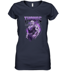 Marvel Infinity War Thanos Purple Distressed Women's V-Neck T-Shirt Women's V-Neck T-Shirt - skytshirtshop
