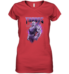 Marvel Infinity War Thanos Purple Distressed Women's V-Neck T-Shirt Women's V-Neck T-Shirt - skytshirtshop