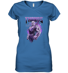 Marvel Infinity War Thanos Purple Distressed Women's V-Neck T-Shirt Women's V-Neck T-Shirt - skytshirtshop