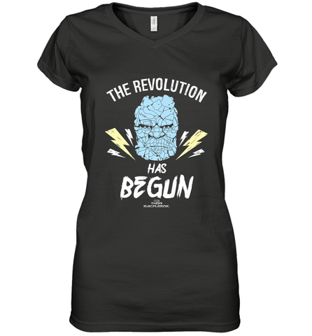 Marvel Thor Ragnarok Korg Revolution's Begun Women's V-Neck T-Shirt Women's V-Neck T-Shirt / Black / S Women's V-Neck T-Shirt - skytshirtshop