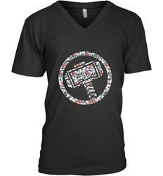 Marvel Avengers Thor Floral Hammer Symbol Men's V-Neck