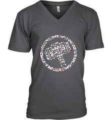 Marvel Avengers Thor Floral Hammer Symbol Men's V-Neck Men's V-Neck - skytshirtshop