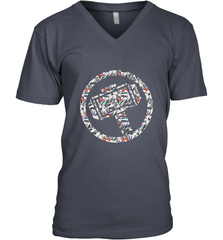 Marvel Avengers Thor Floral Hammer Symbol Men's V-Neck Men's V-Neck - skytshirtshop