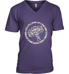 Marvel Avengers Thor Floral Hammer Symbol Men's V-Neck Men's V-Neck - skytshirtshop