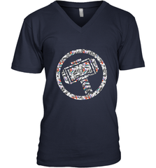 Marvel Avengers Thor Floral Hammer Symbol Men's V-Neck Men's V-Neck - skytshirtshop