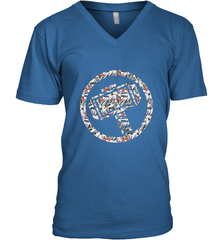 Marvel Avengers Thor Floral Hammer Symbol Men's V-Neck Men's V-Neck - skytshirtshop