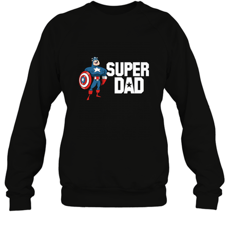 Marvel Father's Day Captain America Super Dad Portrait Crewneck Sweatshirt Crewneck Sweatshirt / Black / S Crewneck Sweatshirt - skytshirtshop