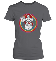 Super Mario Rainbow Circle Distressed Logo Women's T-Shirt Women's T-Shirt - skytshirtshop