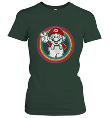 Super Mario Rainbow Circle Distressed Logo Women's T-Shirt Women's T-Shirt - skytshirtshop