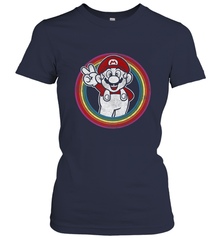 Super Mario Rainbow Circle Distressed Logo Women's T-Shirt Women's T-Shirt - skytshirtshop
