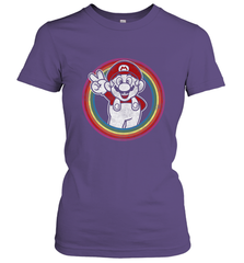 Super Mario Rainbow Circle Distressed Logo Women's T-Shirt Women's T-Shirt - skytshirtshop