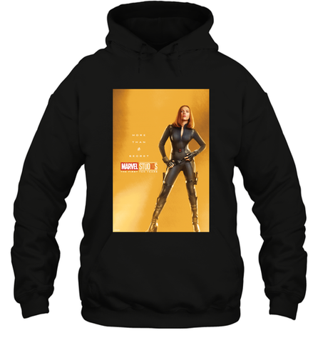 Marvel Studios 10 Years Black Widow Poster Hooded Sweatshirt Hooded Sweatshirt / Black / S Hooded Sweatshirt - skytshirtshop