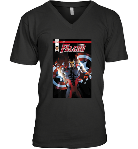 Marvel Falcon Take Flight Comic Cover Premium T Shirt Men's V-Neck Men's V-Neck / Black / S Men's V-Neck - skytshirtshop