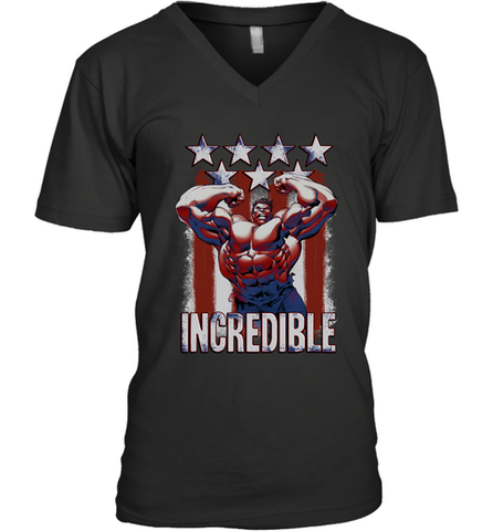 Marvel Hulk Incredible Stars and Stripes Men's V-Neck Men's V-Neck / Black / S Men's V-Neck - skytshirtshop