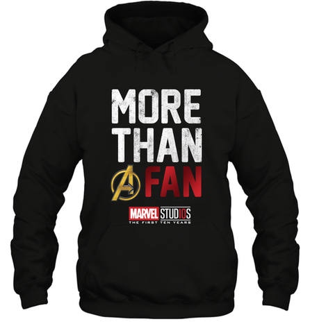 Marvel Studios Ten Years More Than A Fan Hooded Sweatshirt Hooded Sweatshirt / Black / S Hooded Sweatshirt - skytshirtshop