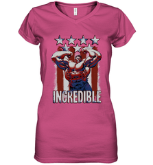 Marvel Hulk Incredible Stars and Stripes Women's V-Neck T-Shirt Women's V-Neck T-Shirt - skytshirtshop