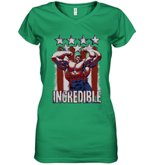 Marvel Hulk Incredible Stars and Stripes Women's V-Neck T-Shirt Women's V-Neck T-Shirt - skytshirtshop