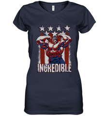 Marvel Hulk Incredible Stars and Stripes Women's V-Neck T-Shirt Women's V-Neck T-Shirt - skytshirtshop
