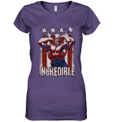 Marvel Hulk Incredible Stars and Stripes Women's V-Neck T-Shirt Women's V-Neck T-Shirt - skytshirtshop