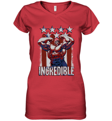 Marvel Hulk Incredible Stars and Stripes Women's V-Neck T-Shirt Women's V-Neck T-Shirt - skytshirtshop