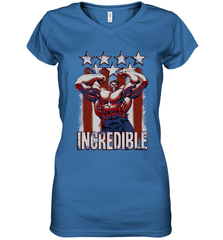 Marvel Hulk Incredible Stars and Stripes Women's V-Neck T-Shirt Women's V-Neck T-Shirt - skytshirtshop