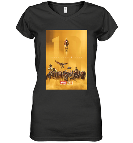 Marvel Studios 10 Years of Heroes Poster Women's V-Neck T-Shirt Women's V-Neck T-Shirt / Black / S Women's V-Neck T-Shirt - skytshirtshop