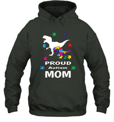 Proud Autism Mom T Rex Dinosaur Autism Awareness Hooded Sweatshirt Hooded Sweatshirt - skytshirtshop