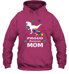 Proud Autism Mom T Rex Dinosaur Autism Awareness Hooded Sweatshirt Hooded Sweatshirt - skytshirtshop