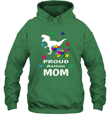 Proud Autism Mom T Rex Dinosaur Autism Awareness Hooded Sweatshirt Hooded Sweatshirt - skytshirtshop