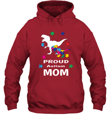 Proud Autism Mom T Rex Dinosaur Autism Awareness Hooded Sweatshirt Hooded Sweatshirt - skytshirtshop