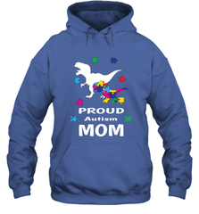 Proud Autism Mom T Rex Dinosaur Autism Awareness Hooded Sweatshirt Hooded Sweatshirt - skytshirtshop