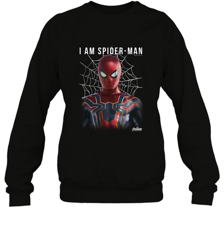 Marvel Infinity War I Am Spider Man Web Graphic Crewneck Sweatshirt Crewneck Sweatshirt / Black / S Crewneck Sweatshirt - skytshirtshop