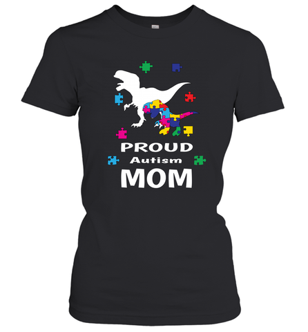 Proud Autism Mom T Rex Dinosaur Autism Awareness Women's T-Shirt Women's T-Shirt / Black / S Women's T-Shirt - skytshirtshop