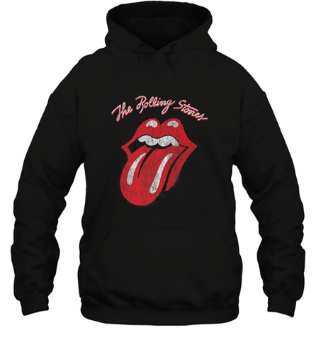 Mens The Rolling Stones Script Tongue Logo Hooded Sweatshirt Hooded Sweatshirt / Black / S Hooded Sweatshirt - skytshirtshop