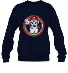 Super Mario Rainbow Circle Distressed Logo Crewneck Sweatshirt Crewneck Sweatshirt - skytshirtshop