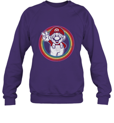 Super Mario Rainbow Circle Distressed Logo Crewneck Sweatshirt Crewneck Sweatshirt - skytshirtshop