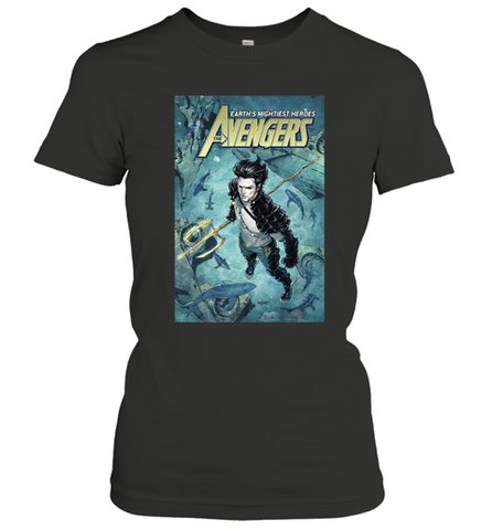 Marvel Namor Avengers Comic Cover Women's T-Shirt Women's T-Shirt / Black / S Women's T-Shirt - skytshirtshop