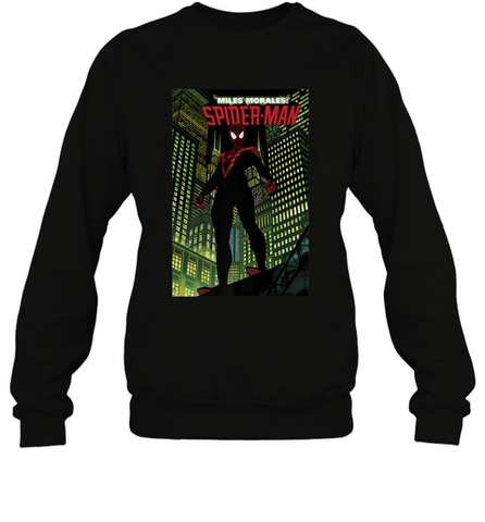 Marvel Miles Morales_ Spider Man Comic Cover Crewneck Sweatshirt Crewneck Sweatshirt / Black / S Crewneck Sweatshirt - skytshirtshop