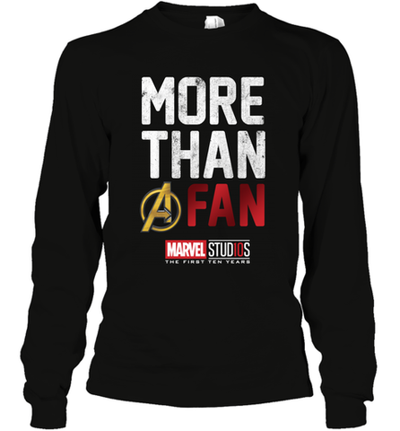 Marvel Studios Ten Years More Than A Fan Long Sleeve T-Shirt Long Sleeve T-Shirt / Black / S Long Sleeve T-Shirt - skytshirtshop