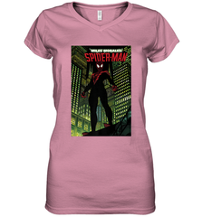 Marvel Miles Morales_ Spider Man Comic Cover Women's V-Neck T-Shirt Women's V-Neck T-Shirt - skytshirtshop
