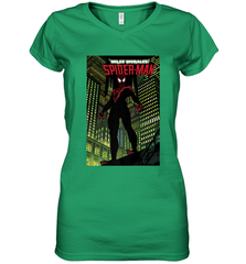 Marvel Miles Morales_ Spider Man Comic Cover Women's V-Neck T-Shirt Women's V-Neck T-Shirt - skytshirtshop